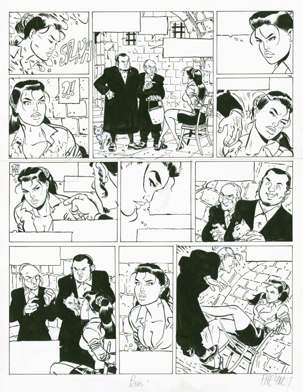 tome 4 - Planche originale (caricatures de Sfar et Trondheim) - Félix Meynet - Encre de Chine sur papier - 3080