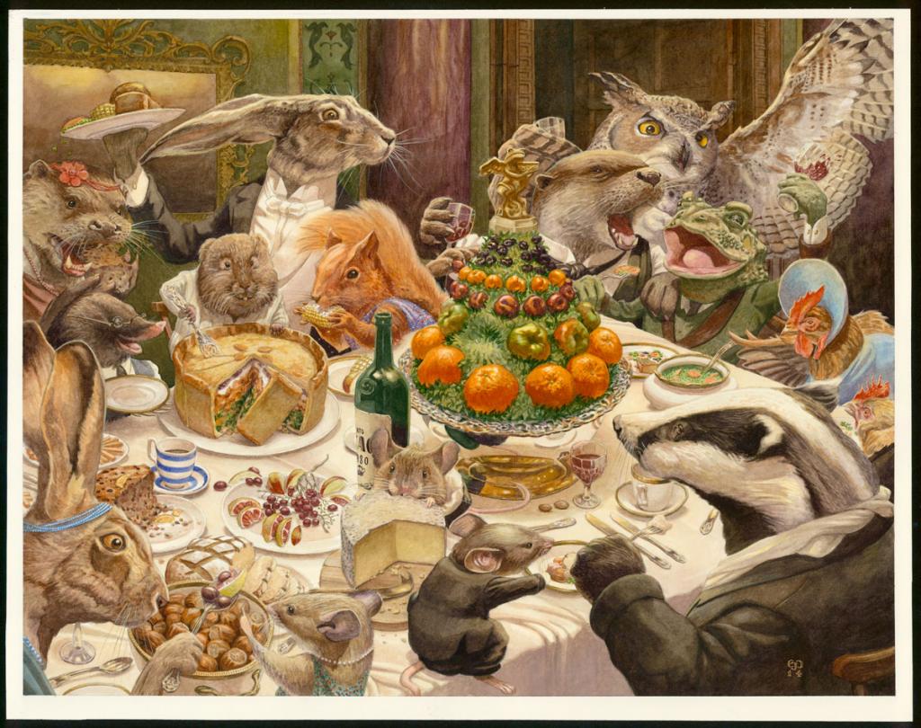 Illustration originale, "Feast - Christopher Dunn - Aquarelle sur papier - 3398