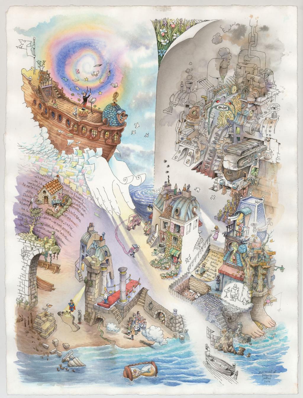 Illustration originale - Jean-Martial Dubois - Aquarelle et encre de Chine sur papier - 3219