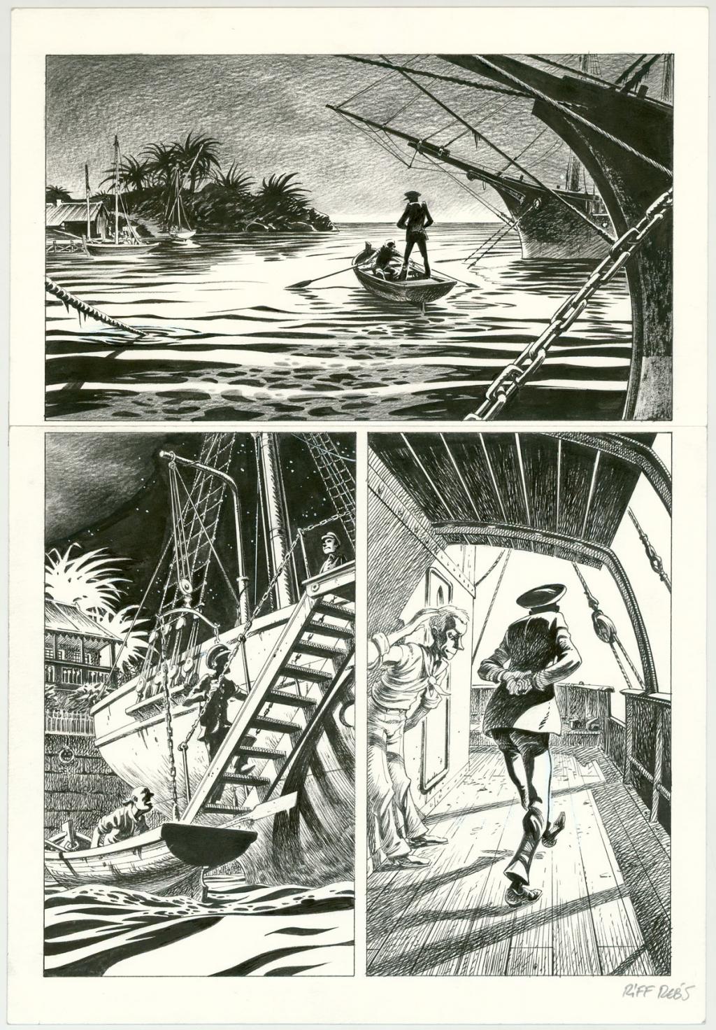 Planche originale, Un sourire - Riff Reb's - Encre de Chine et pastel sur papier - 6323