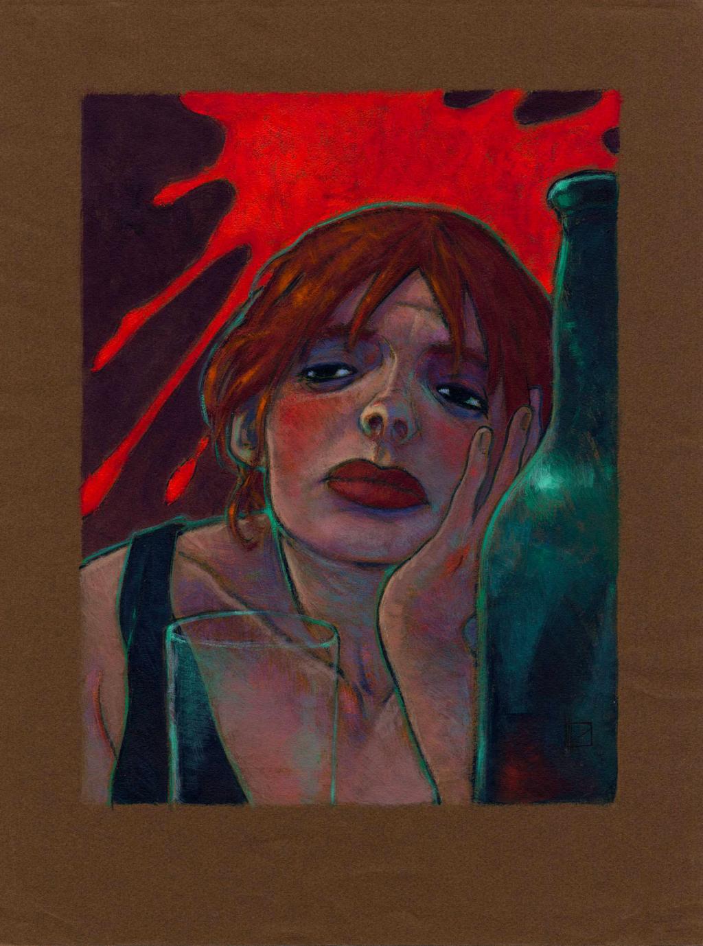 Illustration originale, Sara, 1992. Utilisée en couverture CIMOC et de (À Suivre) - Miguelanxo Prado - Acrylique sur papier teinté - 3774