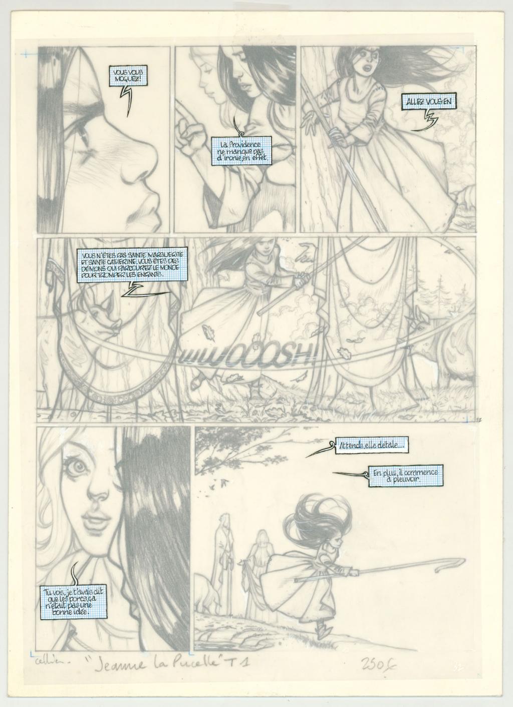 Planche originale et son calque de texte - Jean-François Cellier - Acrylique sur papier - 3226