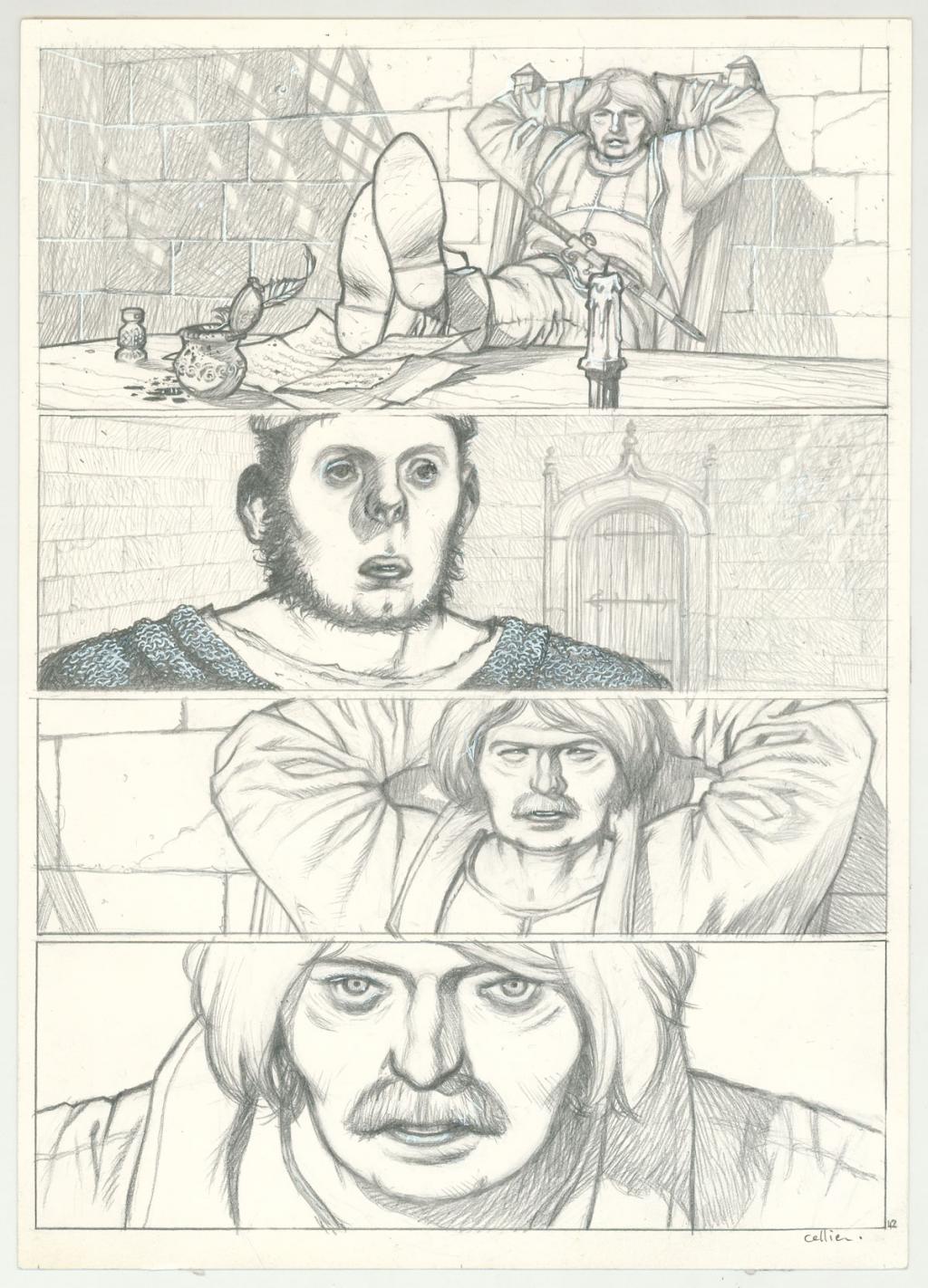 Planche originale et son calque de texte - Jean-François Cellier - Acrylique sur papier - 3227