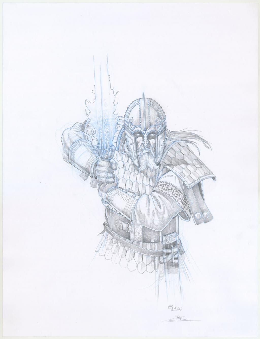 Illustration originale, Lancelot - Erwan Seure-Le Bihan - Crayon sur papier - 3237
