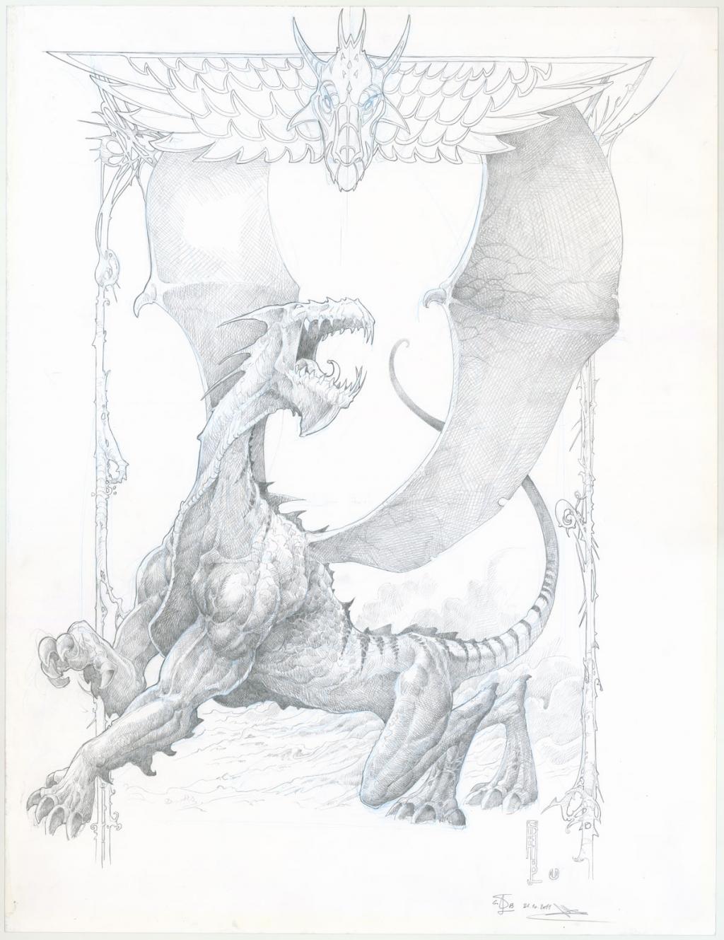 Illustration originale, Dragon du Soleil - Erwan Seure-Le Bihan - Crayon sur papier - 3248