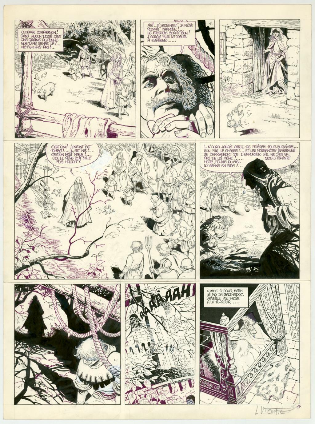 Planche originale (retouches au correcteur blanc, retouches et texte au feutre, rustine dans la dernière case) - Laurent Vicomte - Encre de Chine et feutre sur papier - 3352