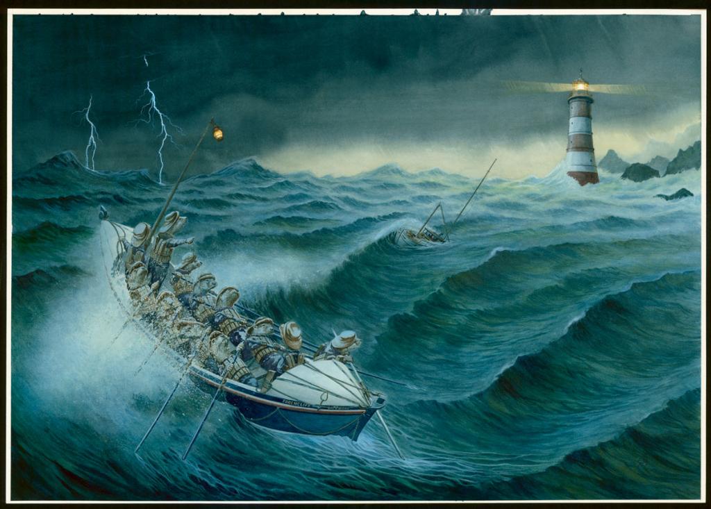 Illustration originale, "Rescue From The Storm - Christopher Dunn - Aquarelle sur papier - 3401