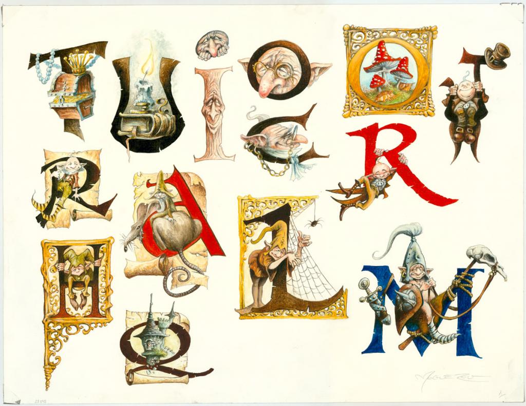 Lettrines couleurs - Pascal Moguérou - Huile sur papier - 3284