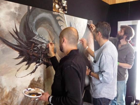 peinture réalisée par les 3 artistes, Julien Delval, Didier Graffet et Yoz à l'occasion de Geekopolis 2015 - Nazgul - Graffet Delval Yoz - Acrylique sur toile - 3299
