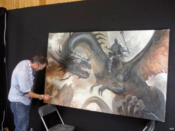peinture réalisée par les 3 artistes, Julien Delval, Didier Graffet et Yoz à l'occasion de Geekopolis 2015 - Nazgul - Graffet Delval Yoz - Acrylique sur toile - 3299