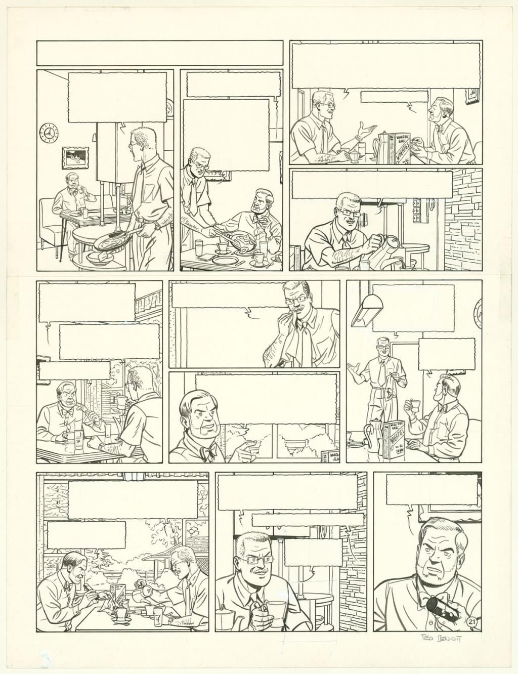 Planche originale - Ted Benoit - Encre de Chine et crayon bleu sur papier - 3748