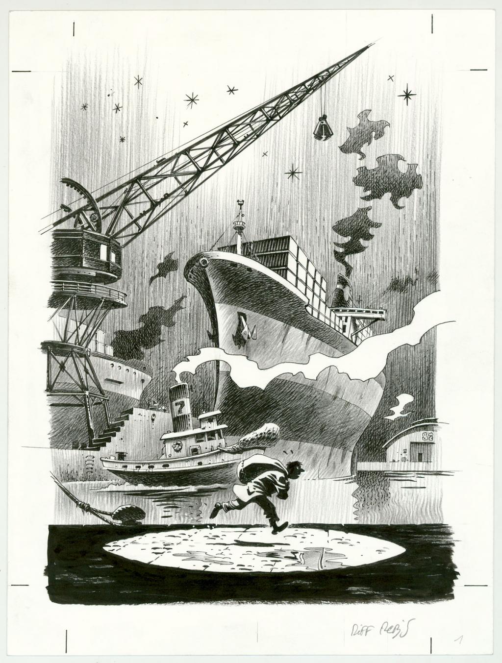 Illustration originale - Riff Reb's - Encre de Chine, pastel, acrylique sur papier - 6458