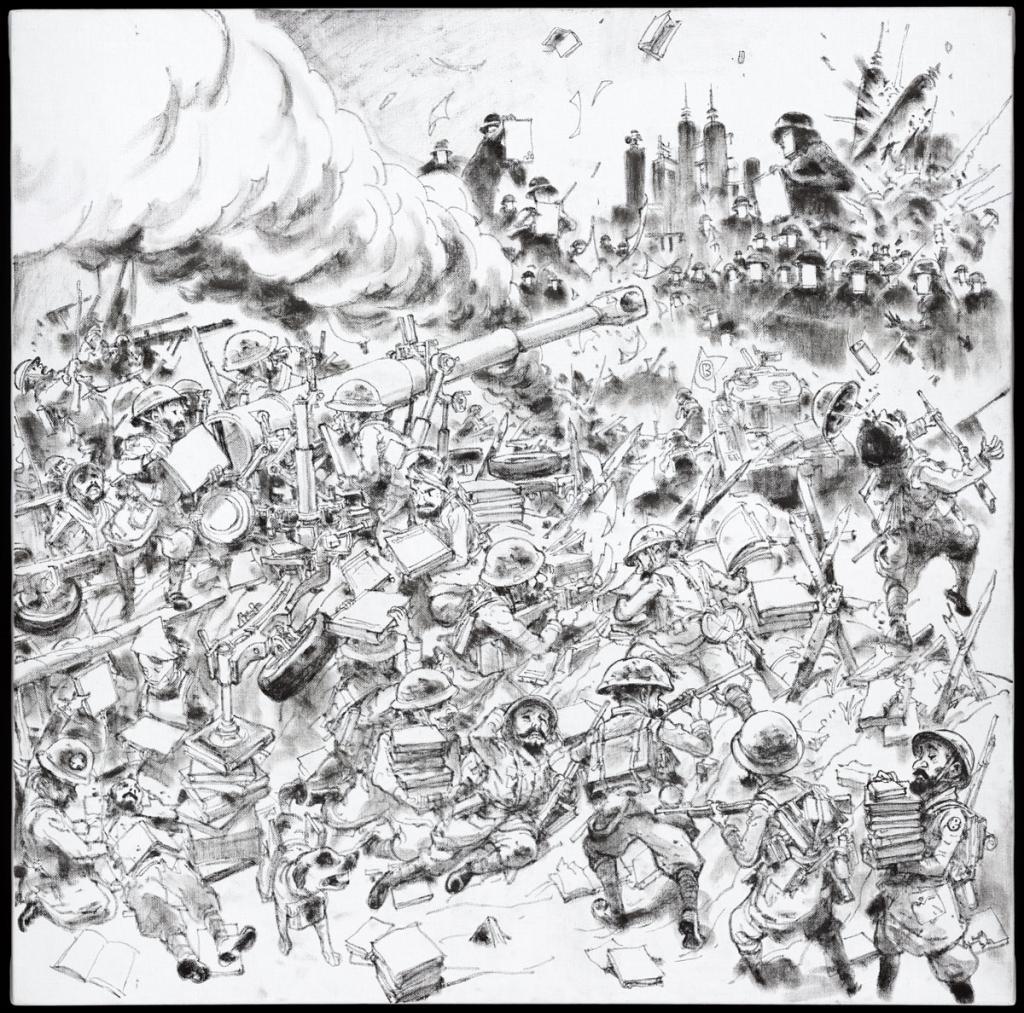 illustration originale, scène de guerre - Kim Jung Gi - Encre sur toile - 4850