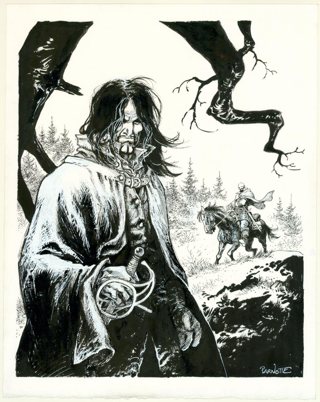 Illustration originale, ex-libris publié dans le tirage de tête. Sérigraphié en couleurs pour la librairie Bachibouzouk - Joël Parnotte - Encre de Chine sur papier - 3846