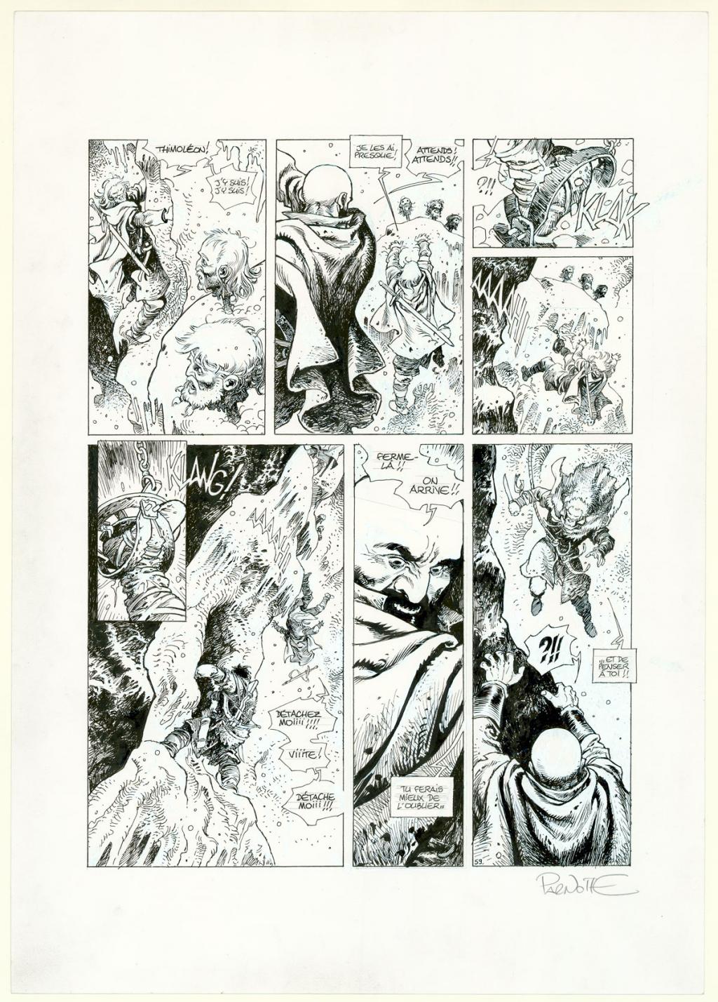 Planche originale n°59, rustines en cases 4 et 7 - Joël Parnotte - Encre de Chine sur papier - 3843