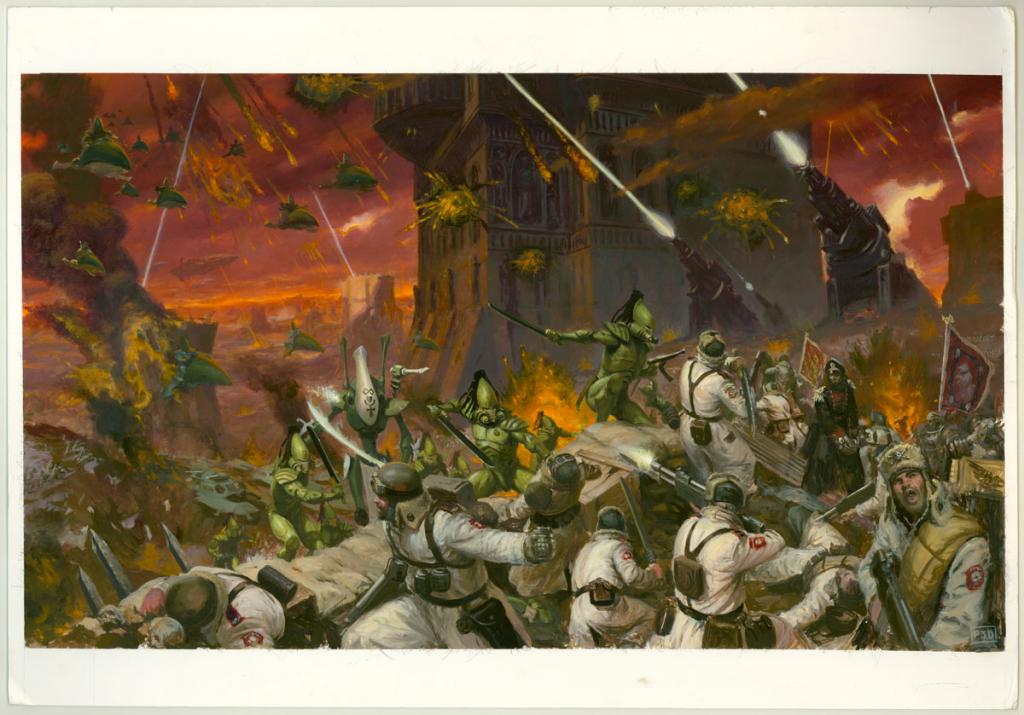 Illustration originale, scène de guerre - Paul Dainton - Acrylique et encre de Chine sur papier - 3302