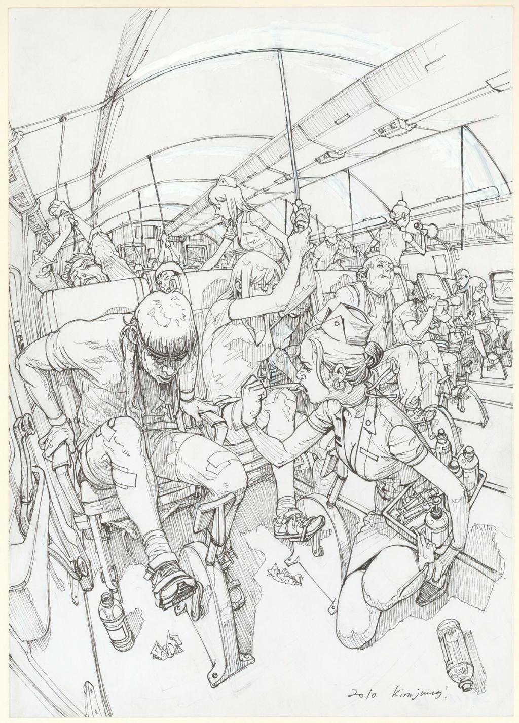 illustration originale réalisée pour illustrer un roman de Bernard Werber "Paradis sur mesure - Kim Jung Gi - Encre de Chine sur papier - 4752