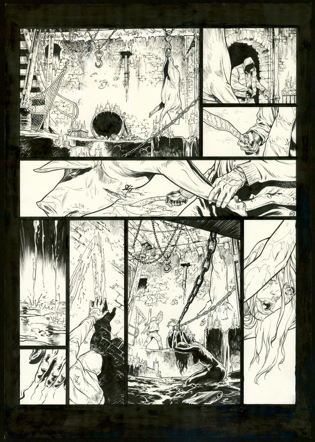 planche originale n°11 - Jean Charles Poupard - Encre de Chine et gouache blanche - 3344