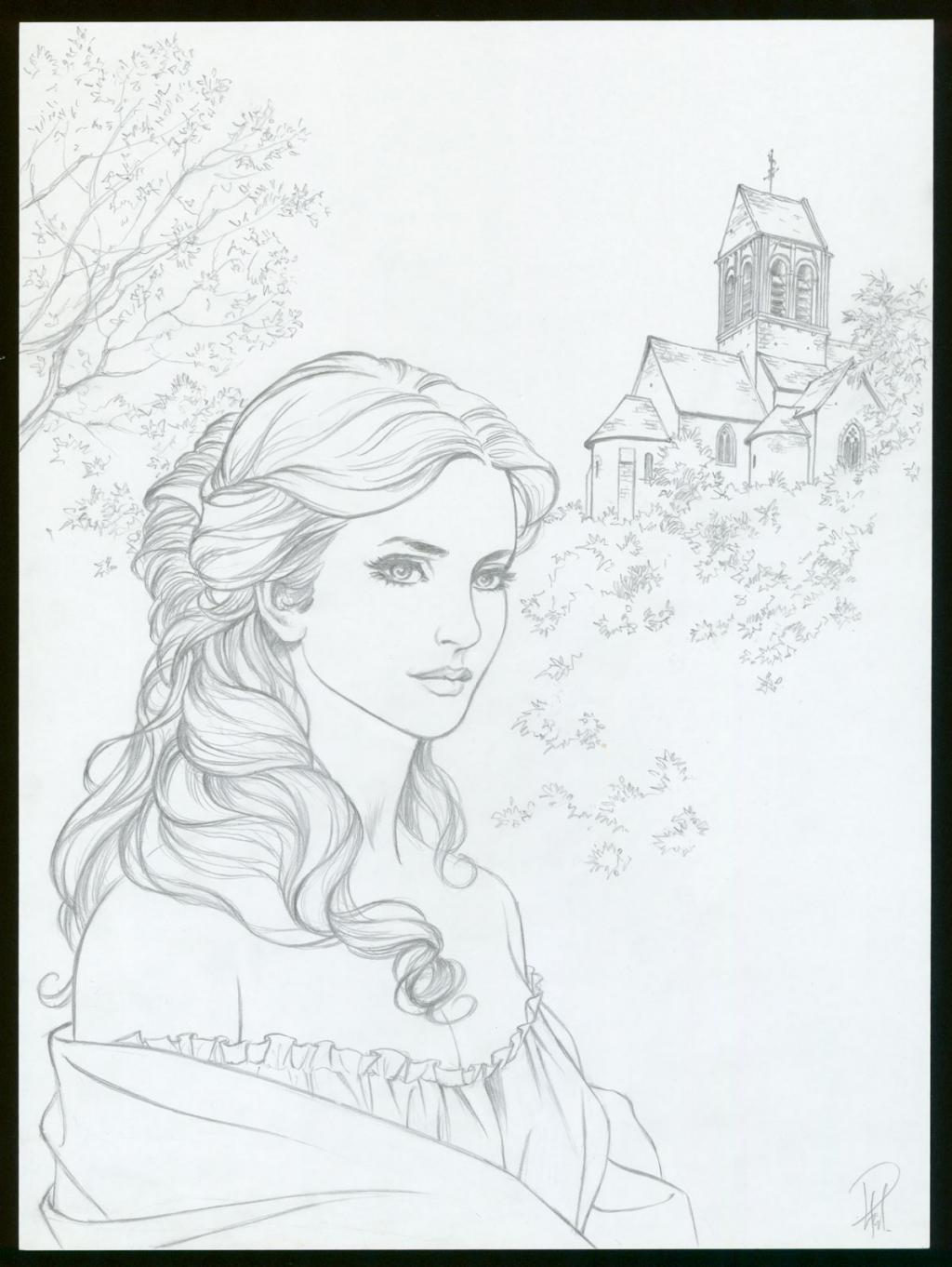 Illustration originale - Léonie d'Aunet - Laurent Paturaud - Crayon sur papier - 3385