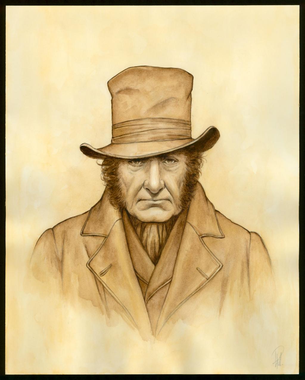 Illustration originale 17 - Vidocq déguisé - Laurent Paturaud - Aquarelle et crayon de couleur sur papier - 3373