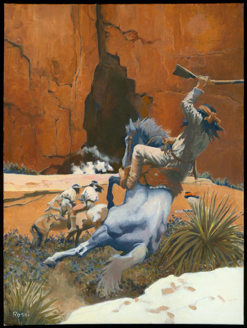 Illustration originale, indiens - Christian Rossi - Huile sur carton toilé - 3490