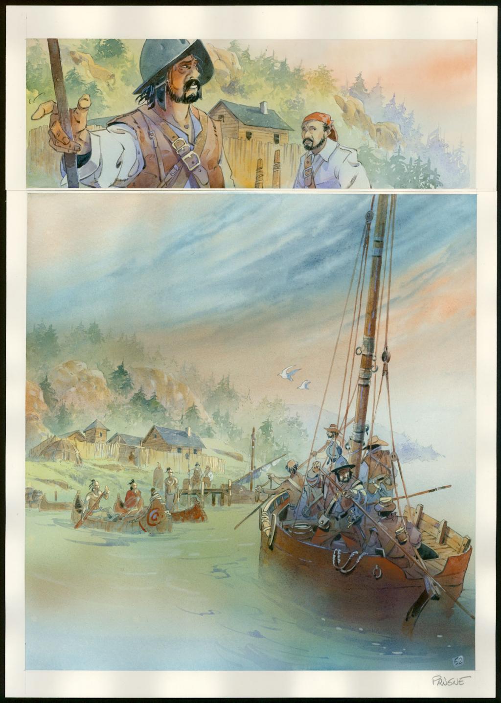 Planche originale n°52 (actuellement prêtée pour une exposition) - Patrick Prugne - Aquarelle sur papier - 5363