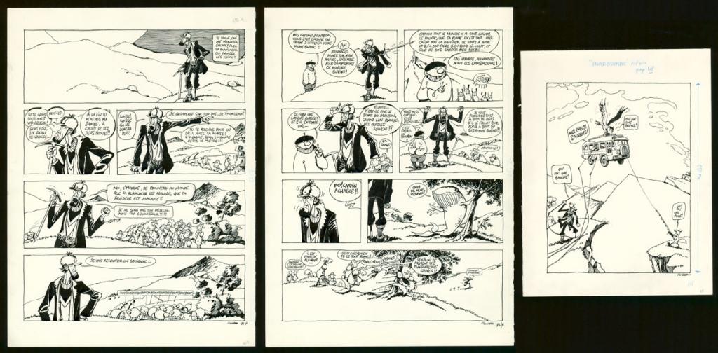 histoire complète du gag 184 en 3 planches originales - F'murr - Encre de Chine sur papier - 3483