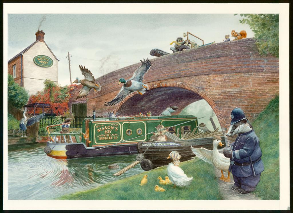 Illustration originale, "Barging Through - Christopher Dunn - Aquarelle sur papier - 3399