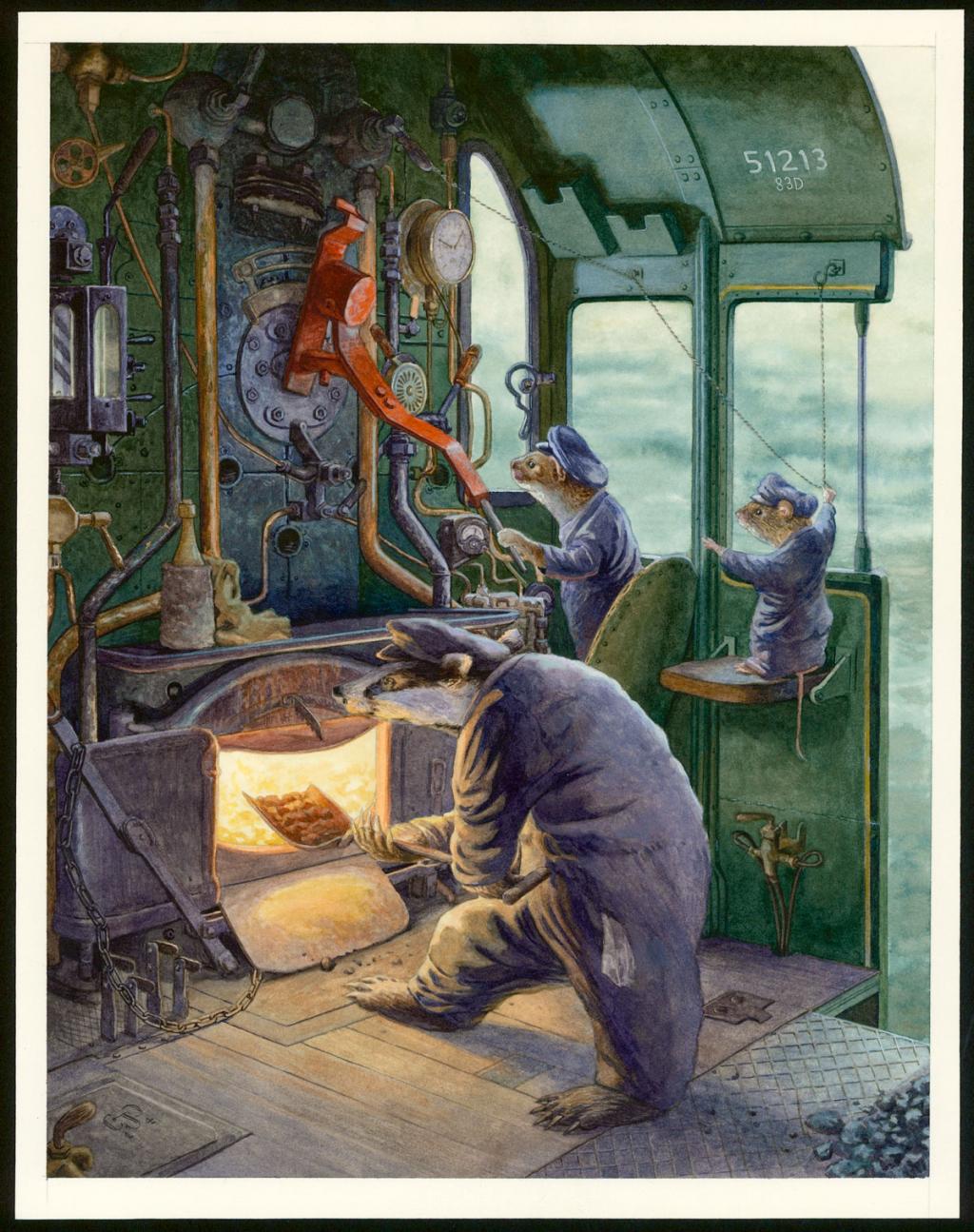 Illustration originale, "On The Footplate - Christopher Dunn - Aquarelle sur papier - 3371
