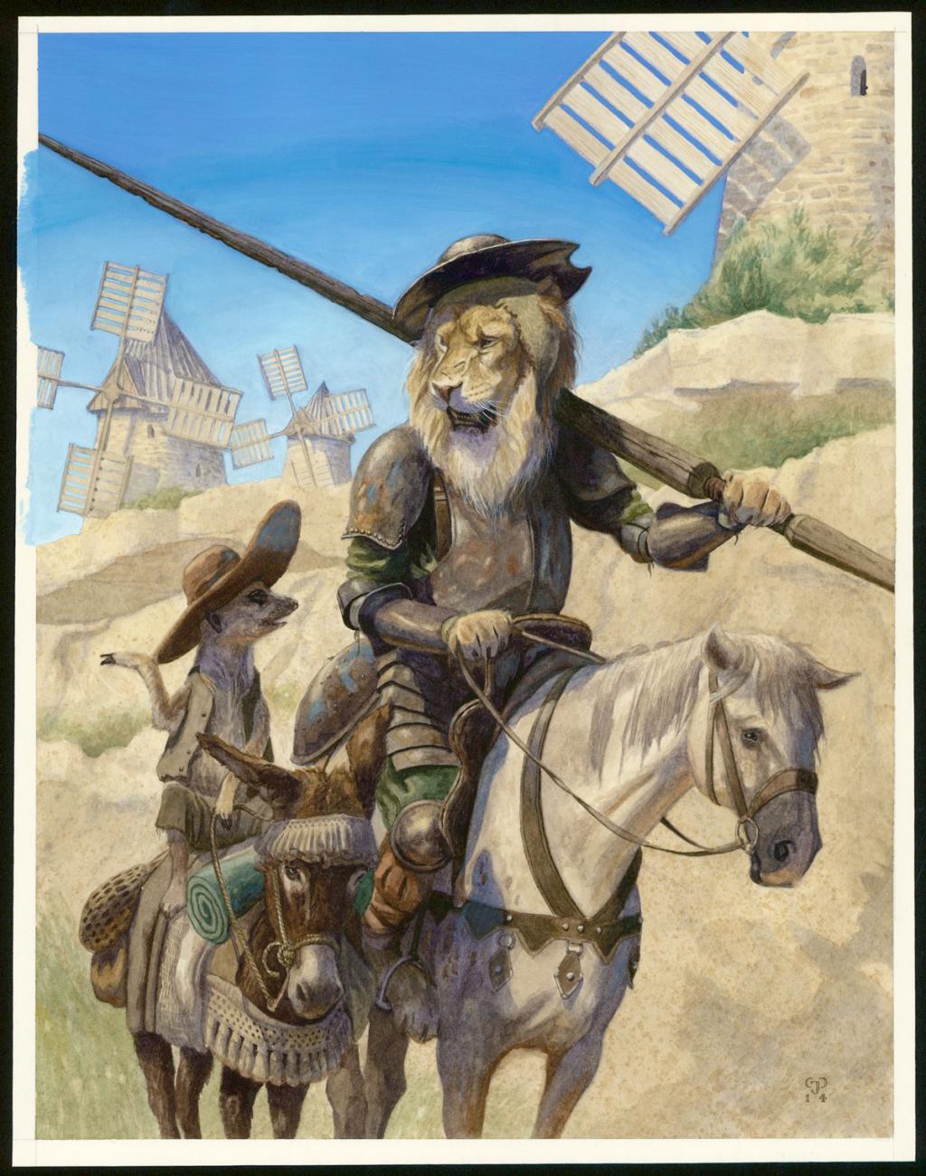 Illustration originale, "Retreat From The Windmills - Christopher Dunn - Aquarelle sur papier - 3370