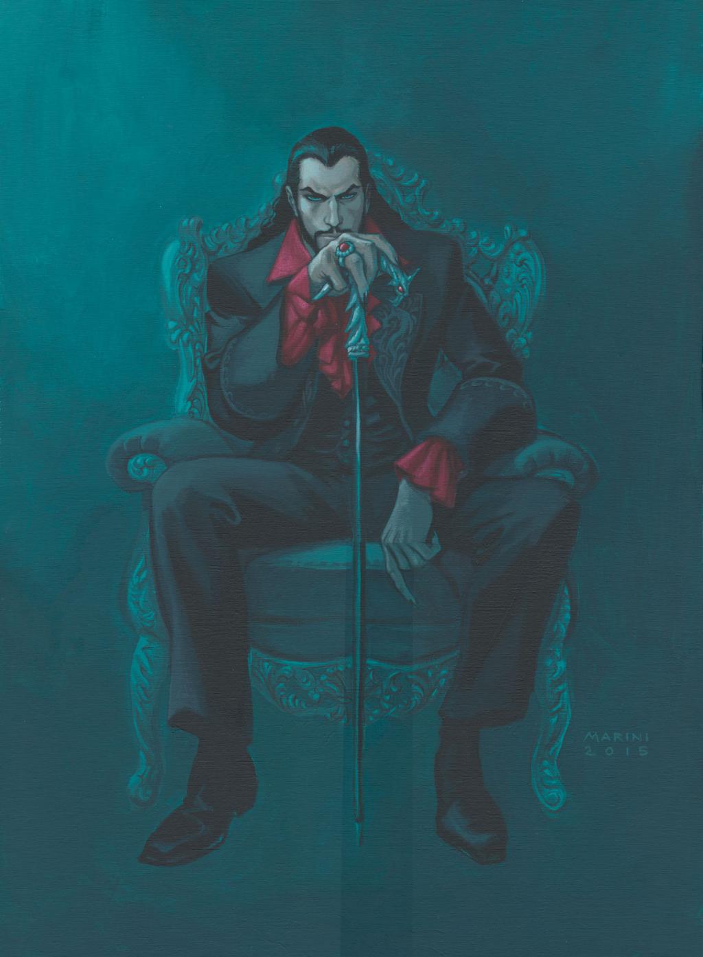 Couverture originale de la réédition, portrait de Drago - Enrico Marini - Acrylique sur toile (marouflé sur carton) - 5761