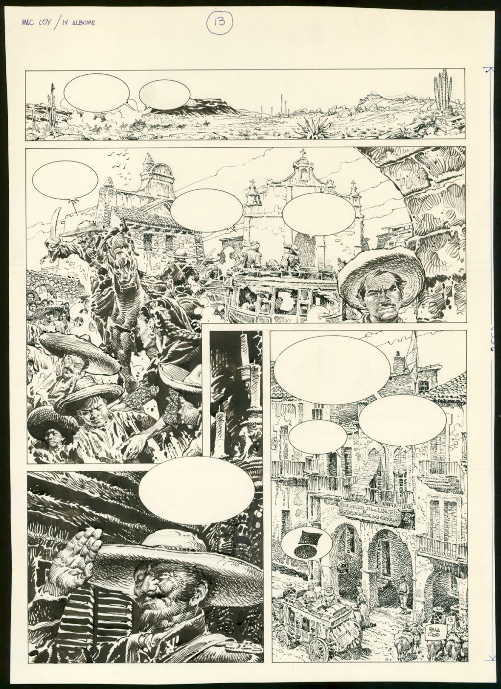 Planche originale n°13 avec calque de texte - Antonio Hernandez Palacios - Encre de Chine sur papier - 3415