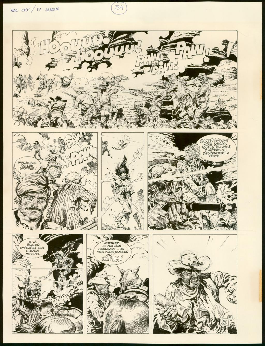 Planche originale n°34 avec calque de texte - Antonio Hernandez Palacios - Encre de Chine sur papier - 5615