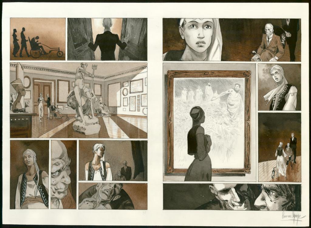 Planche originale, double page - Emmanuel Lepage - Aquarelle et encre de Chine sur papier - 3421