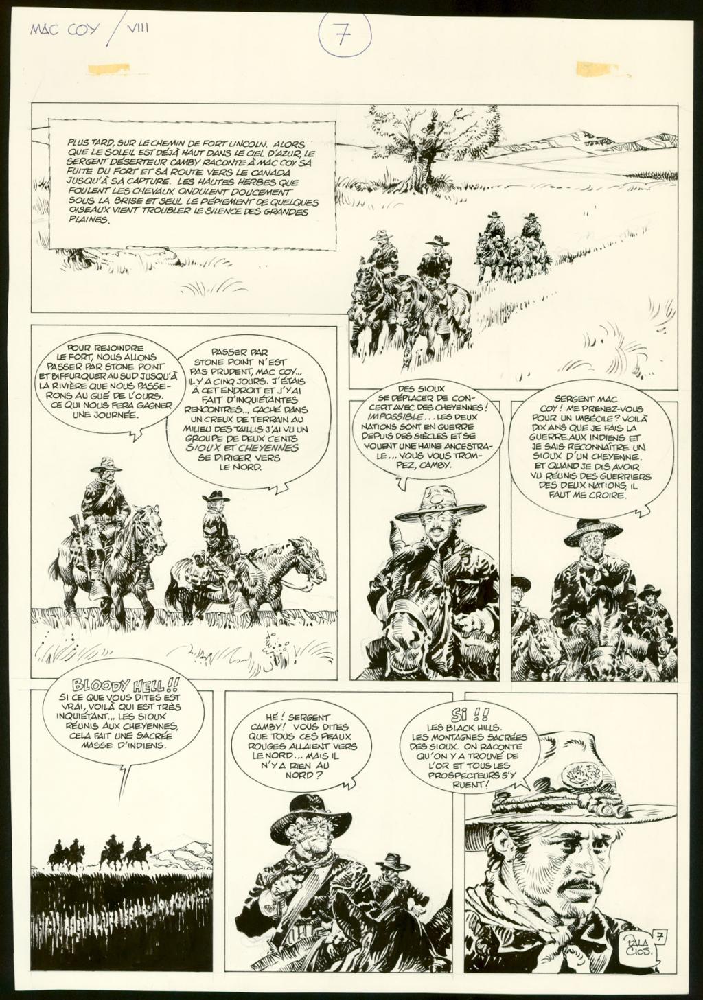 Planche originale n°7 avec son calque de texte - Antonio Hernandez Palacios - Encre de Chine sur papier - 5614