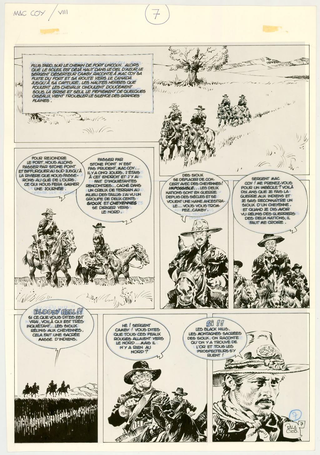Planche originale n°7 avec son calque de texte - Antonio Hernandez Palacios - Encre de Chine sur papier - 5614