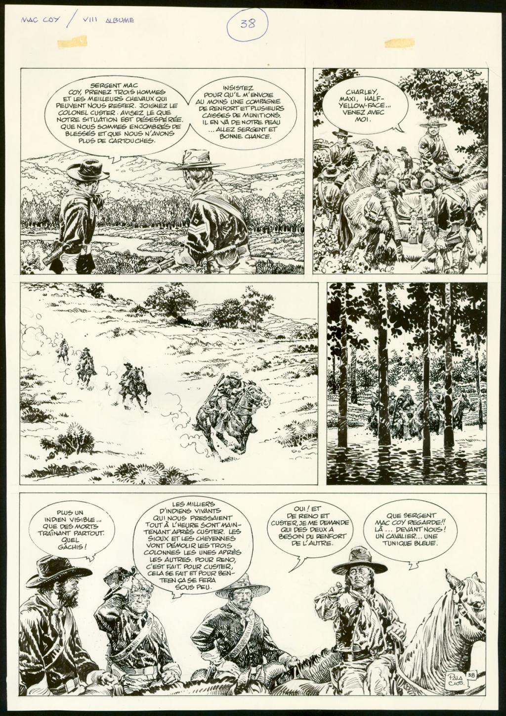 Planche originale n°38 avec son calque de texte - Antonio Hernandez Palacios - Encre de Chine sur papier - 5613