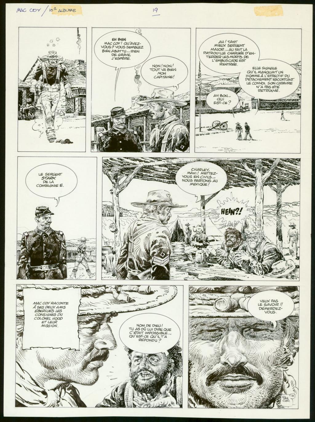 Planche originale n°19 avec son calque de texte - Antonio Hernandez Palacios - Encre de Chine sur papier - 5612