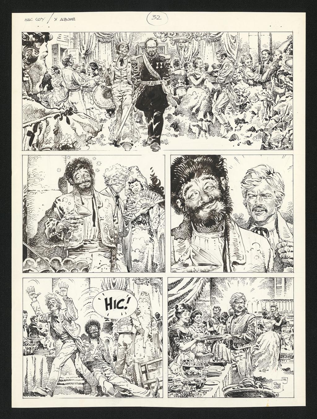 Planche originale n°32, accompagnée de son calque de texte - Antonio Hernandez Palacios - Encre de Chine sur papier - 4479