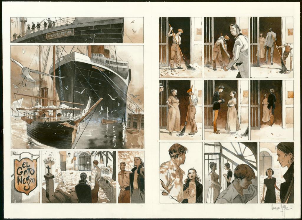 Planche originale, double page - Emmanuel Lepage - Aquarelle et encre de Chine sur papier - 3425