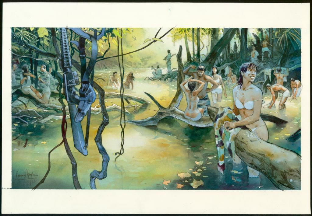 Illustration originale - Emmanuel Lepage - Encre de Chine et encre de couleur sur papier - 4769