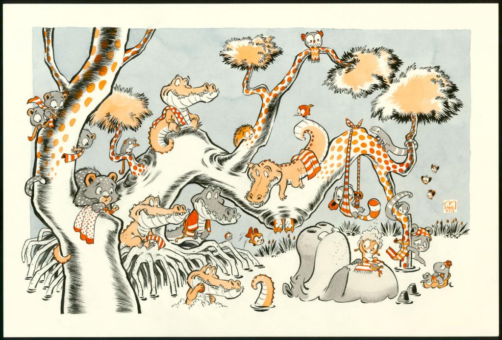 Illustration originale - Julie M - Encres de couleur sur papier - 5514