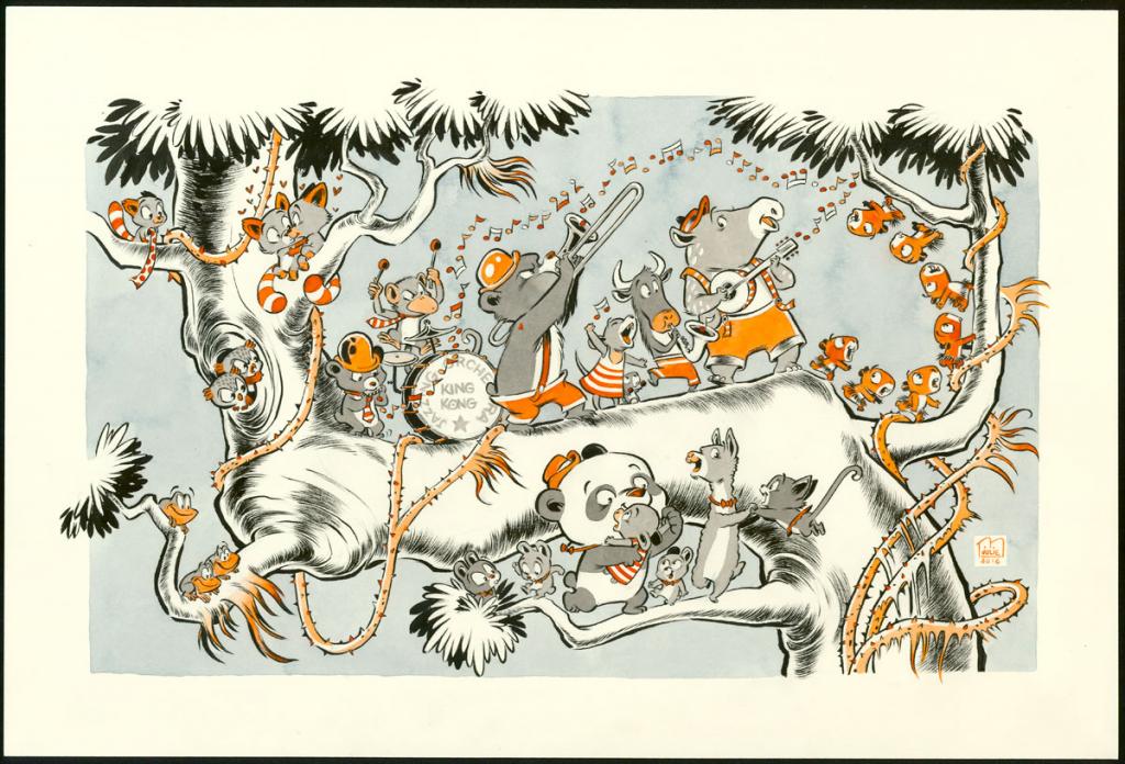 Illustration originale - Julie M - Encres de couleur sur papier - 3428