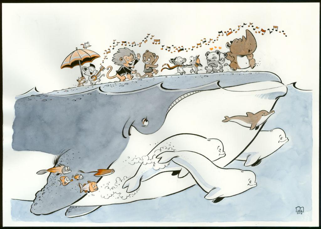 Illustration originale - Julie M - Encres de couleur sur papier - 3429