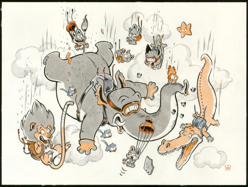 Illustration originale - Julie M - Encres de couleur sur papier - 3430