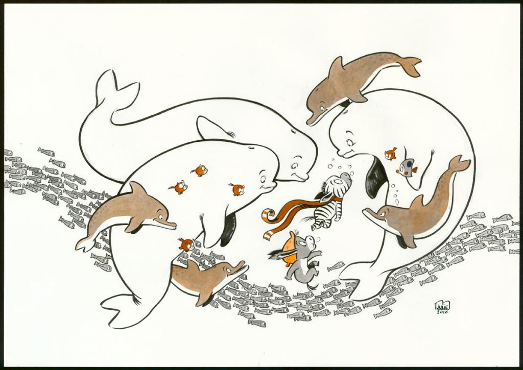 Illustration originale - Julie M - Encres de couleur sur papier - 5516