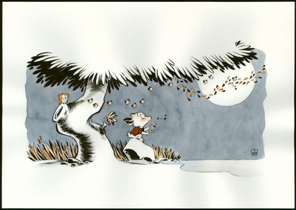 Illustration originale - Julie M - Encres de couleur sur papier - 3431