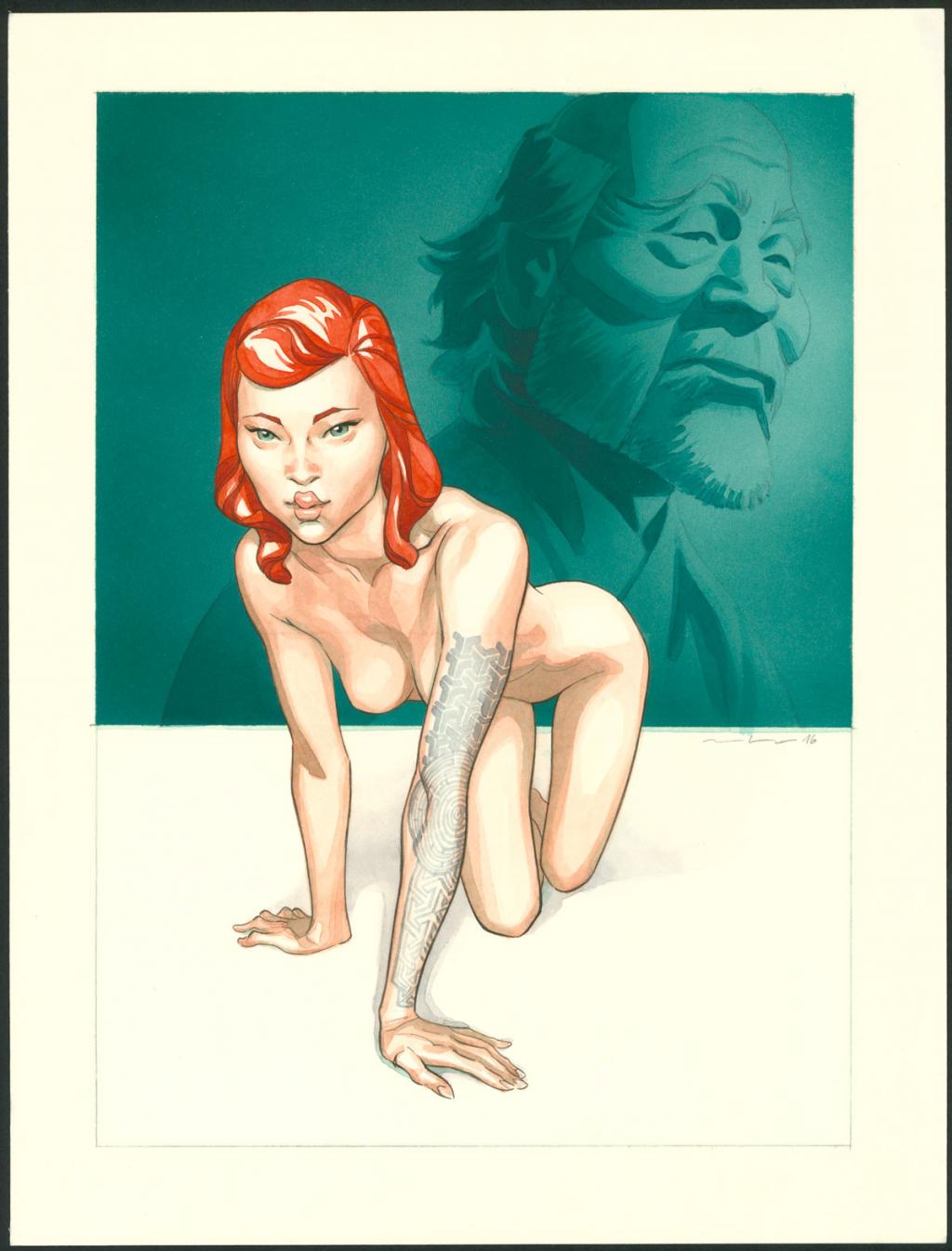 Illustration originale - Marcial Toledano - Encre de Chine et encre de couleur sur papier - 3668