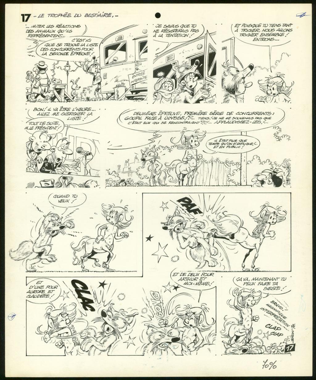 Planche originale de l'histoire " Le trophée du bestiaire " - Pierre Seron - Encre de Chine sur papier - 3477
