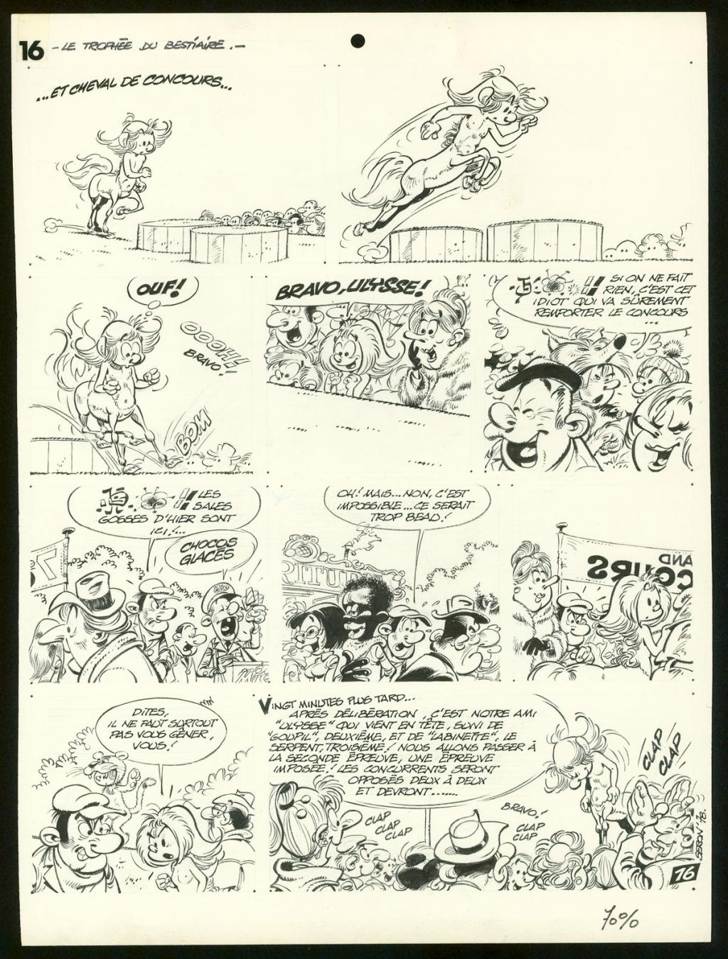 Planche originale de l'histoire " Le trophée du bestiaire " - Pierre Seron - Encre de Chine sur papier - 3465